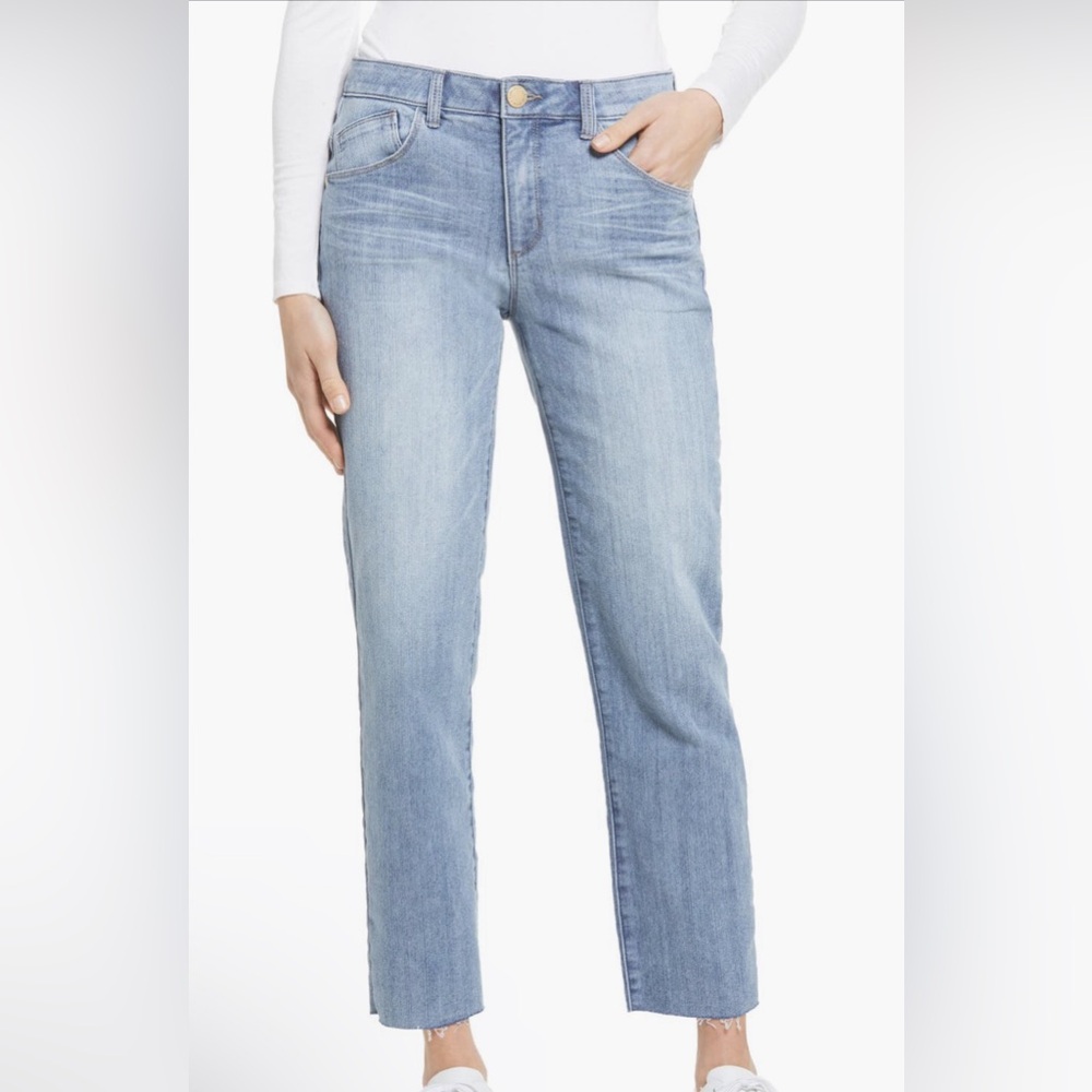Wit & Wisdom 'Ab'Solution High Waist Raw Hem Crop Slim Straight Leg Jeans